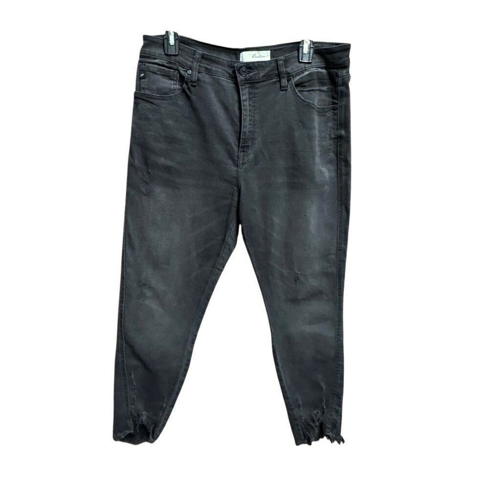 Kancan Women’s Black Skinny Frayed Ankle Jean Size 15/31